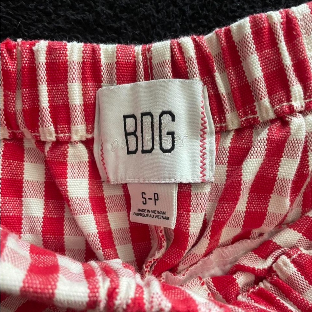 BDG Red and White Gingham Wide Leg Jeans - Picture 2 of 3